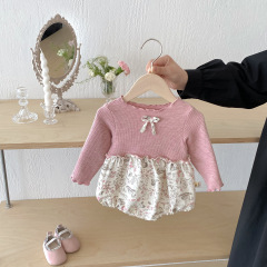 幼児・幼児向け秋服、女の赤ちゃん用ワンピース、ベビーおしゃれ長袖カバーオール、生後100日服、お出かけ服
