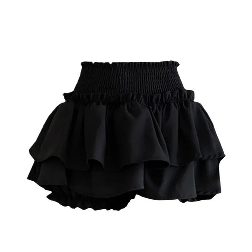 French Pleated Midi Skirt for Women - Summer Ballet Style Cake Skirt, High-Waisted Slimming A-Line Skirt, Modest Short Shorts Skirt