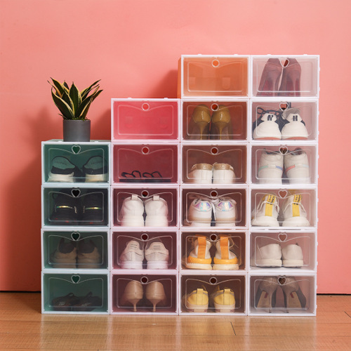 Macaron Transparent Shoe Box with Lid for Dustproof Storage, Flip-Top Design, Freestanding and Assemble-at-Home Sneaker Organizer, Wholesale