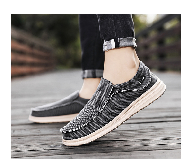 New Men's Loafers Cross-border , Casual For Men, Flat Canvas Shoes, Ultra-lightweight, Large Size Slip-on Shoes_vogvips.com