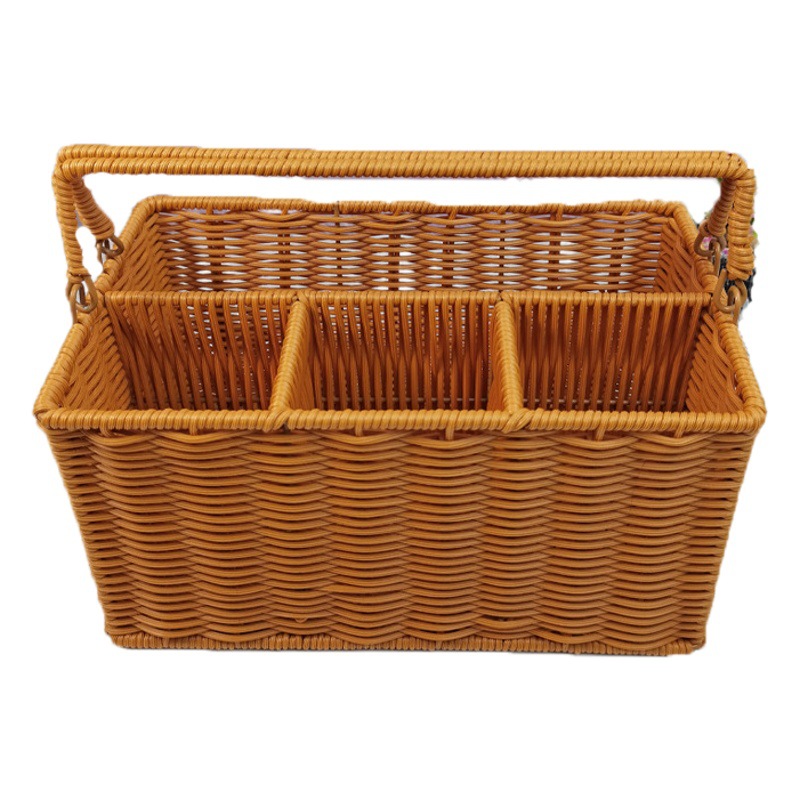 Caja de herramientas de almacenamiento de mimbre tejida ratán-como supermercado portátil compras cesta de picnic almacenamiento rectangular misceláneas cesta de almacenamiento