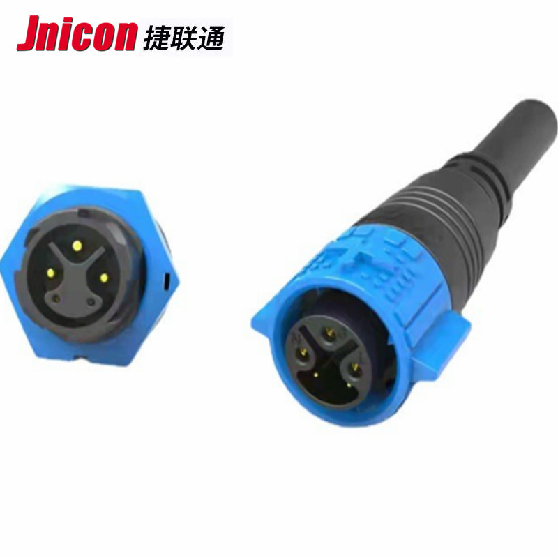 JNICON捷联通 M19自锁3+3芯防水连接线  植物灯电源插头 UL认证