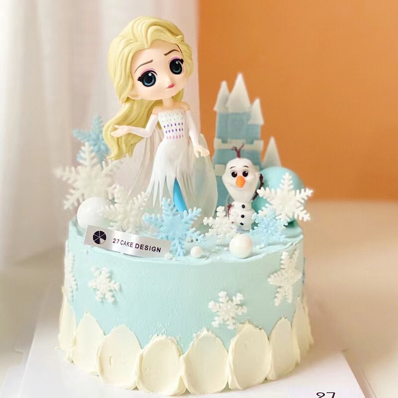 Girl's Cake Decoration Ice and Snow Elsa Princess Xuebao Snowflake Elsa Little Princess Birthday Card Plug-in