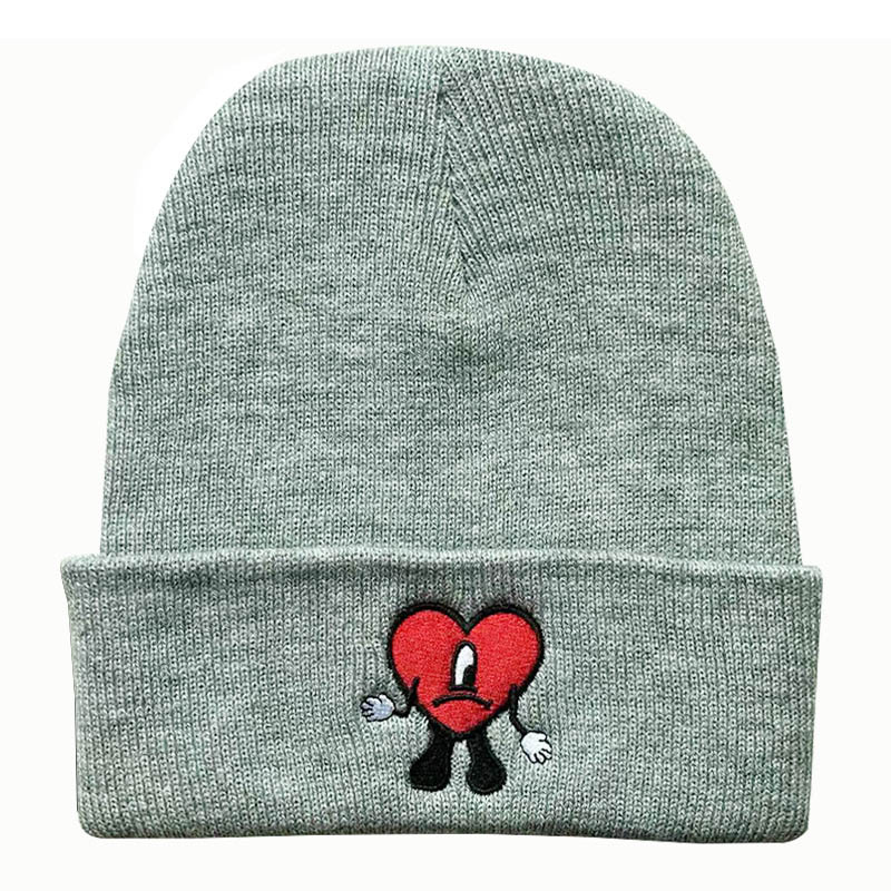 Pop automne et hiver chanteur mauvais lapin brodé chapeau tricoté pull chaud laine chapeau froid pour hommes et femmes_voghion.com