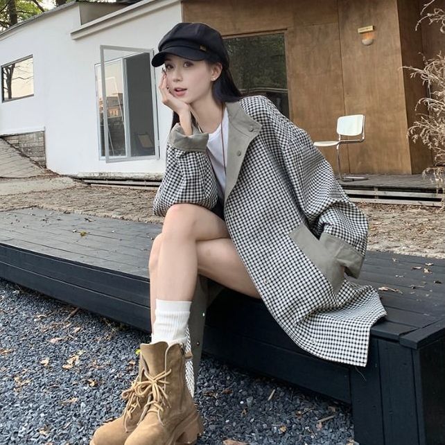 简约正反两面穿风衣外套女装2025春秋新款宽松显瘦中长款韩系上衣|undefined