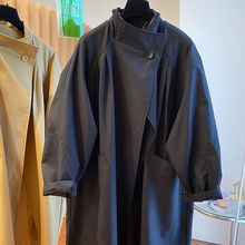 欧货爆款高级立领2024春季大码女装休闲宽松中长款小个子风衣外套