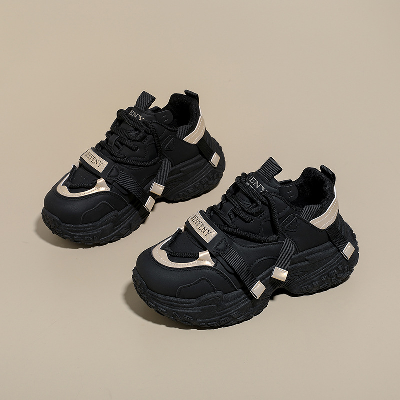 Zapatillas de Deporte Chunky para Mujer, PU, Suela de Caucho, con Aumento de Estatura, para Uso Diario