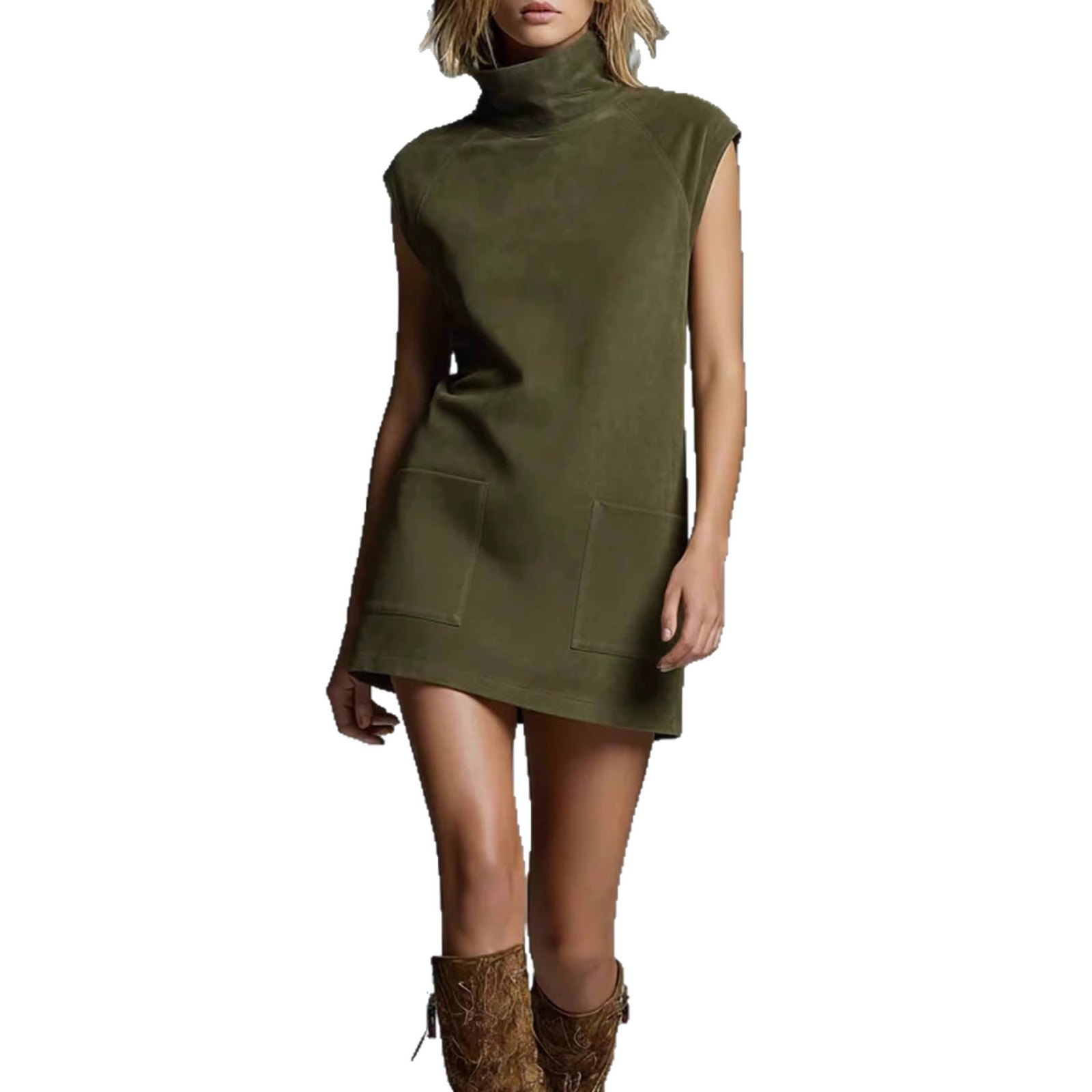 2026 European And American Cross-border Independent Site Western Bohemian Suede Pocket Vest Dress_ecoleips.com