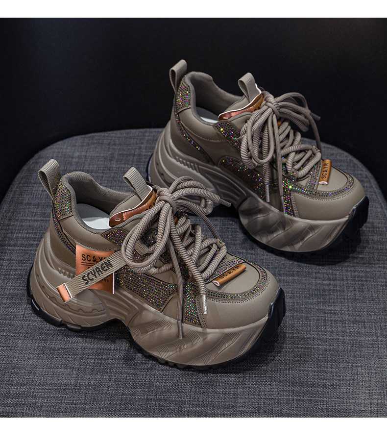 Giày sneaker nữ đế dày tăng chiều cao phong cách hot girl mùa thu 2026 — Kaki M2939, M2939 màu đen chi tiết 16