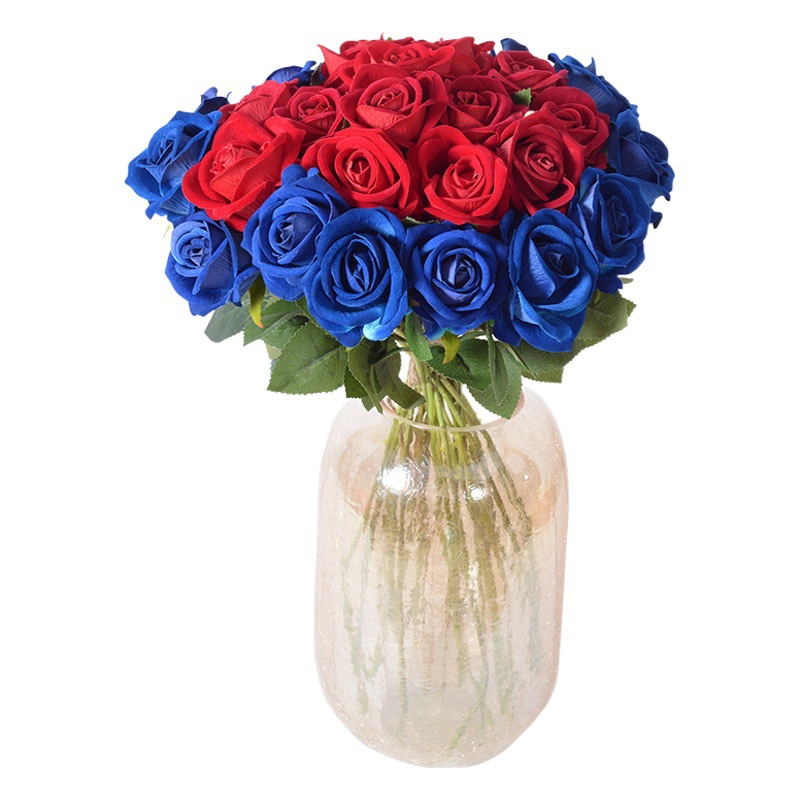 Rosa artificial de terciopelo, flor decorativa para San Valentín, bodas o arreglos florales, venta al por mayor