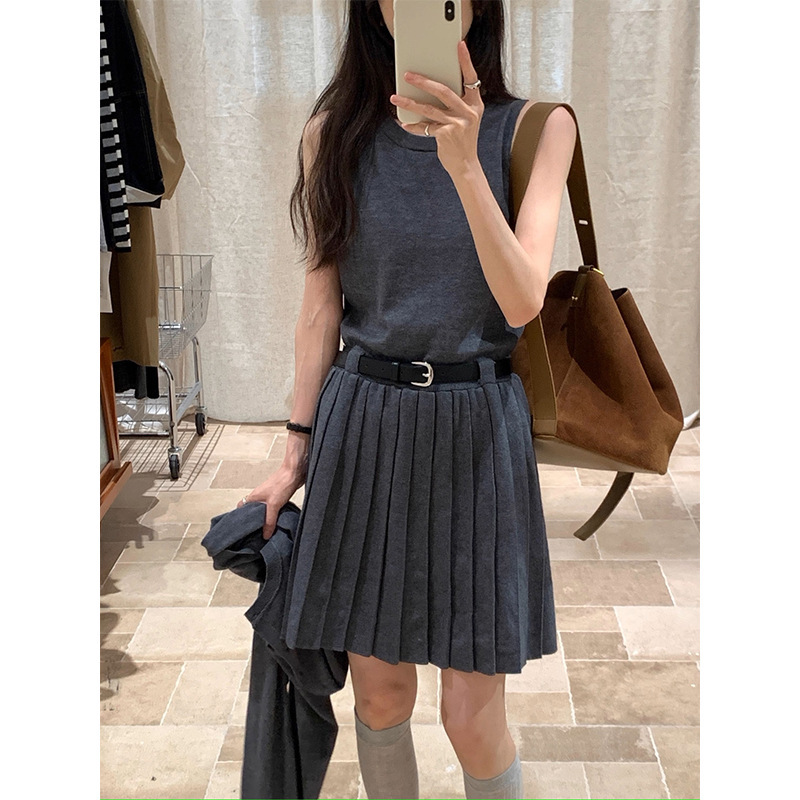 Jacket + Vest Dress Miu Two-Piece Set for Women 2025 Autumn New Knitted Fashion Suit Can Be Shipped on Behalf of Others