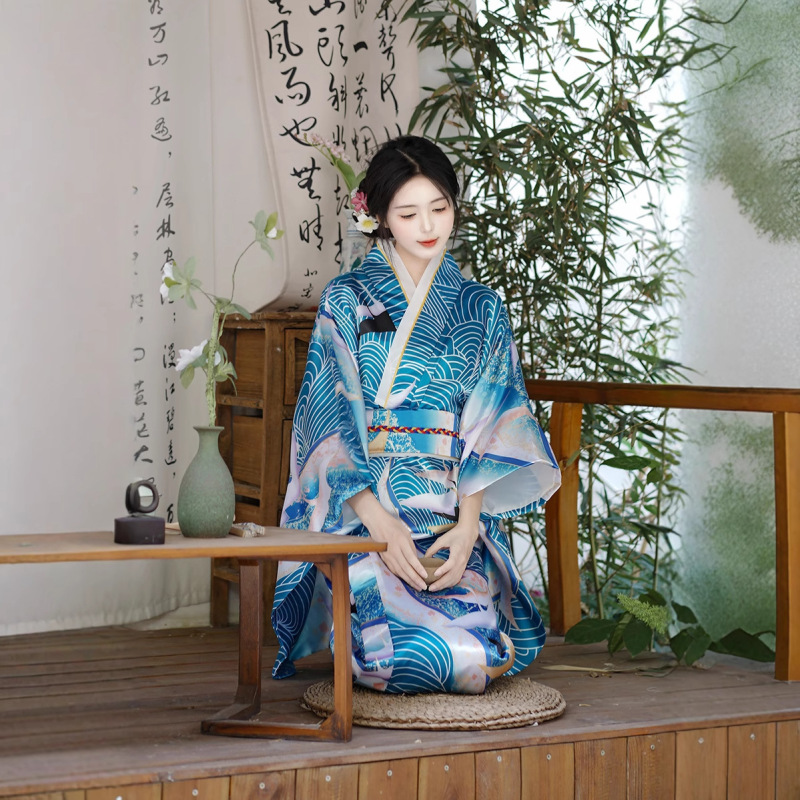 2026 New Model Kimono for Women, Traditional Chinese Style, Japanese Style Yukata, Artistic and Elegant Kimono with Zenshu Sleeves