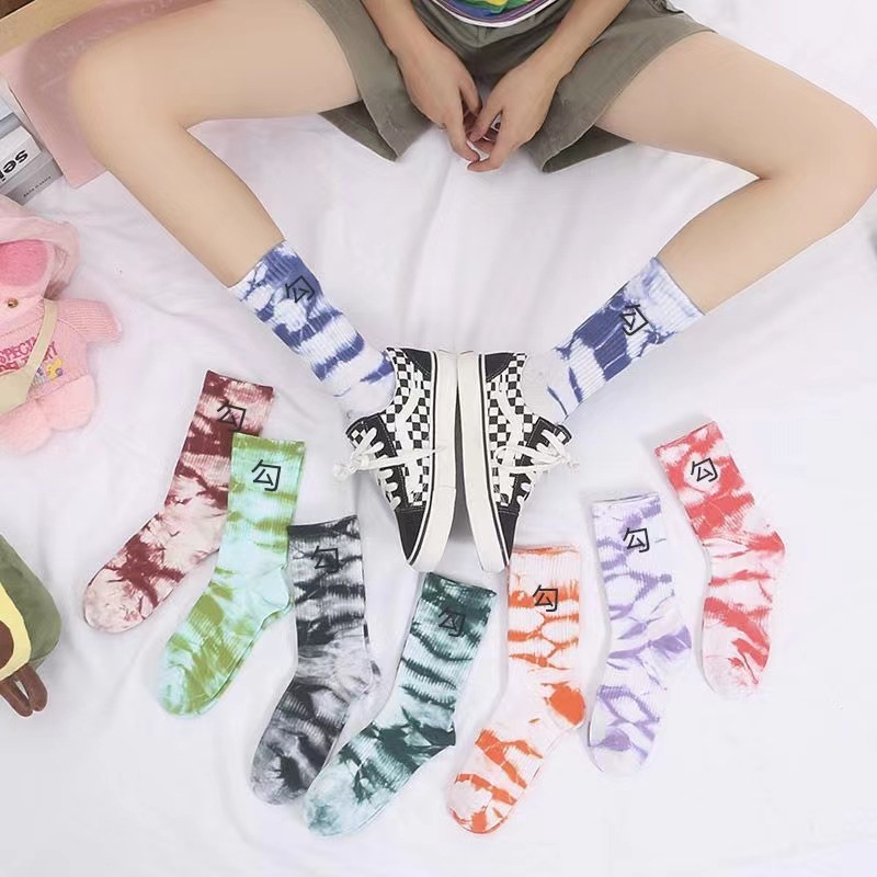 Su Wannerix Hook Socks Women's Ins Trendy Versatile High-Top Tie-Dye Personalized Couple's Outdoor Sports Men's Socks