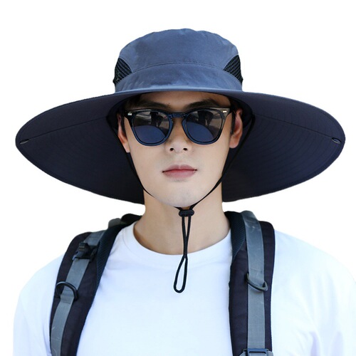 Summer Sun Hat with Wide Brim, Cooling Cotton Linen Fabric, Outdoor UV Protection Work Hat