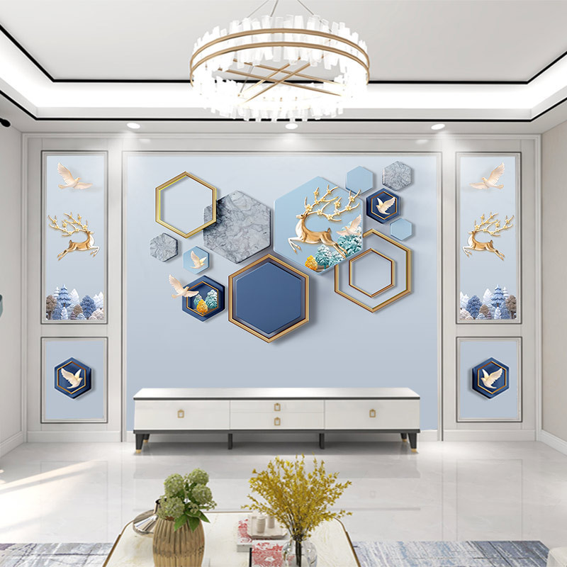 3d北欧电视背景墙布5d网红客厅卧室装饰墙画8d立体现代影视墙壁纸|undefined