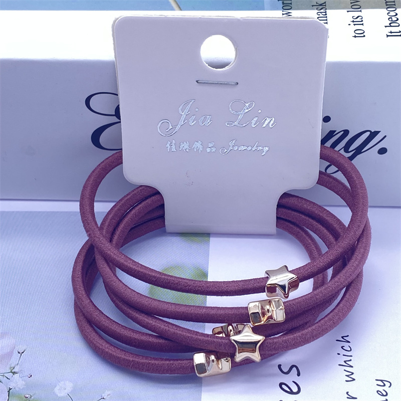 Estilo coreano accesorios para el cabello base básica cuentas de oro en forma de corazón cuerda del pelo 5 piezas orden tarjeta tamaño de la barra cuerda del pelo banda de goma banda de pelo 2 yuanes tienda