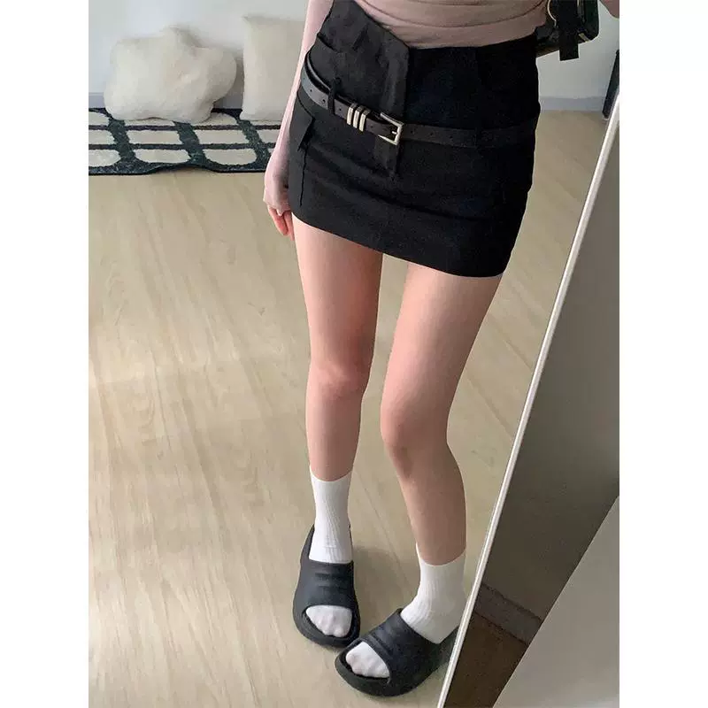 Американская универсальная юбка больших размеров, черная, серая, летняя, новый дизайн, нишевая юбка для спецодежды, закрывающая бедра