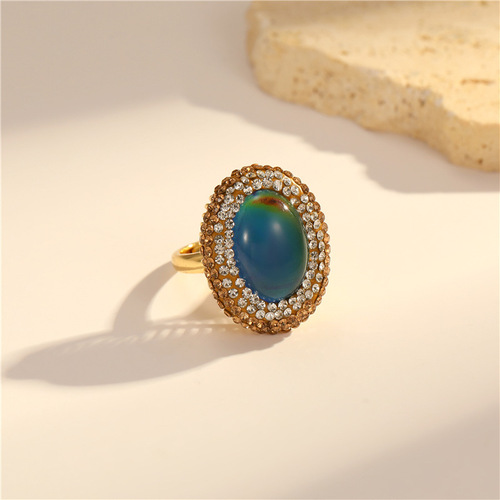 European and American retro cross-border jewelry vintage middle-aged rings light luxury design exaggerated high-end open ring wholesale
