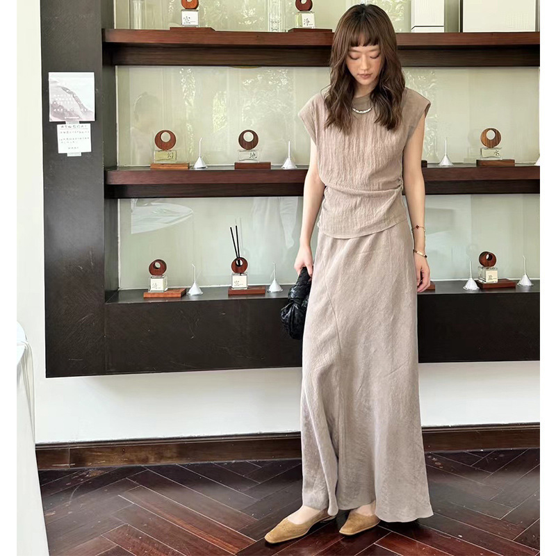 Shenzhen 25 New Nanyou Women's European Fashion Designer Pleated Top and Skirt Suit Women's Two-Piece Set