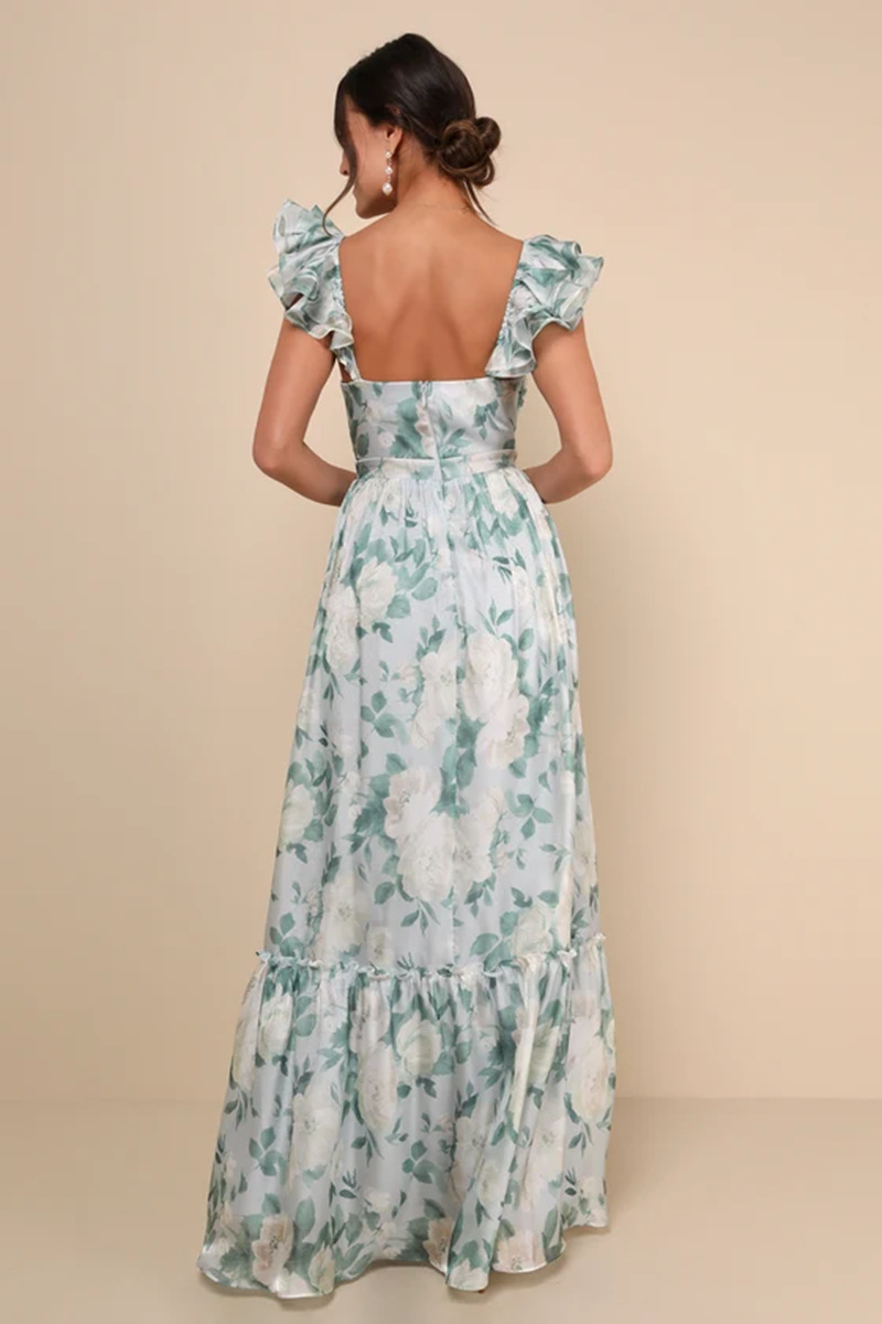 Women's Sexy Printed Deep V Ruffle Backless Top European American Style Summer Fashion Suspender Design_ecoleips.com
