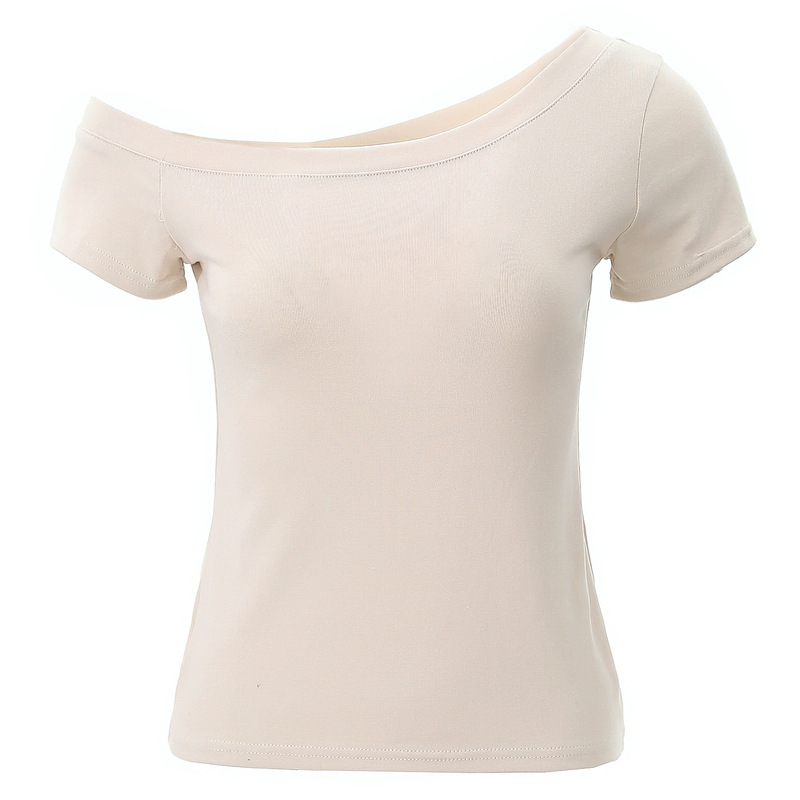 Clothing Men's Sweet Hot Girl Off-Shoulder Short-Sleeved T-Shirt Women's 2025 Slim Lazy Style American Design Slanted Shoulder Top
