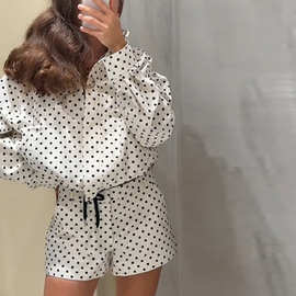 2025夏夏季欧美跨境女装时尚休闲波点套装