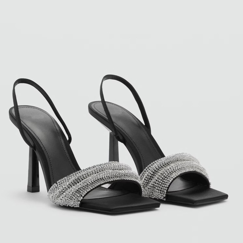 Qadın rhinestone stiletto səndəl 2025 yay kolleksiyası