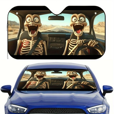 Sun shade: Heat-Insulating Sunshade Car Universal - 130cm70cm-skull-d