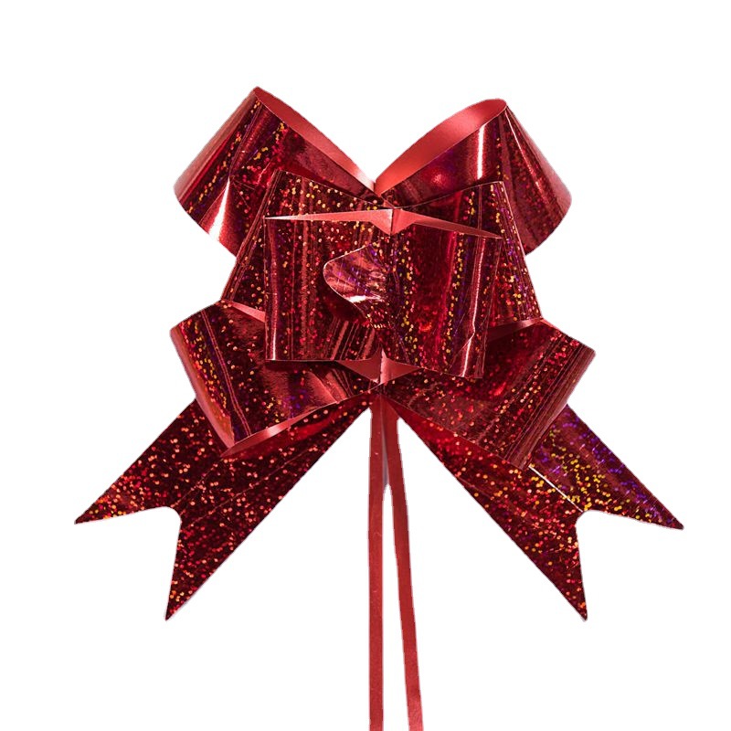 Venta caliente transfronteriza 50 láser mano dibujado flor Regalo De vacaciones decoración del partido arco dibujado flor cinta Navidad dibujado flor