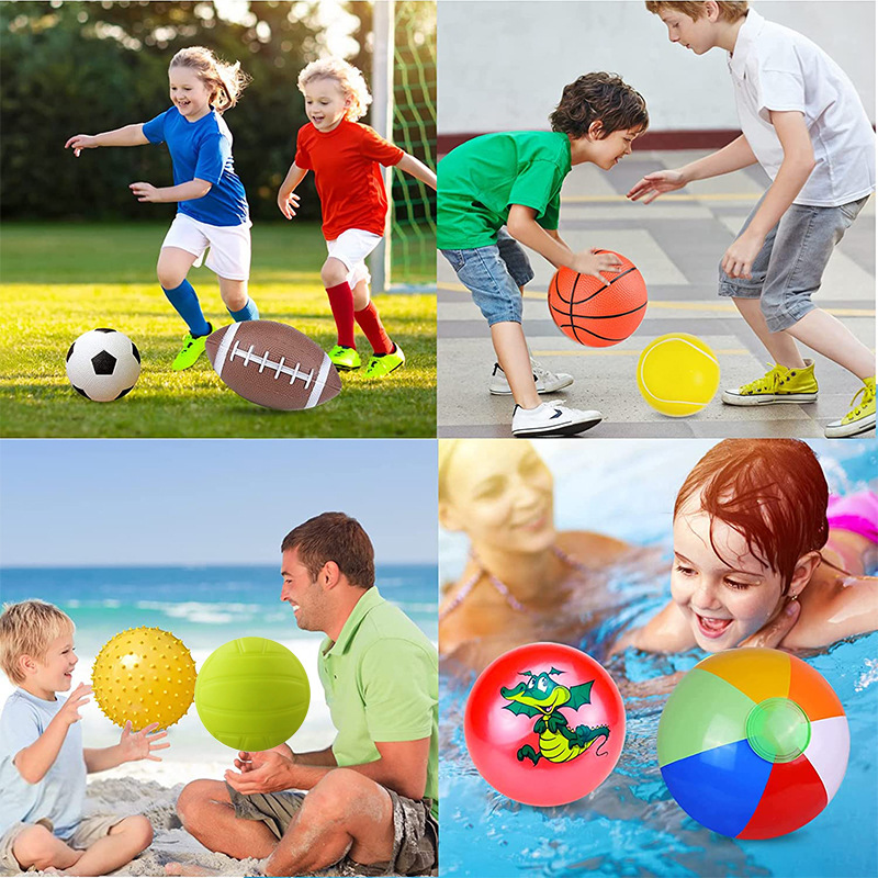 Nueva raqueta Bola de juguete inflable Niño deportes bola elástica tienda de juguetes para bebés bola pequeña bola suave de interior