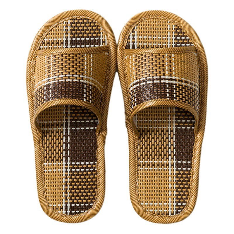 Соломенные сандалии из ротанга, мужские летние домашние нескользящие домашние сандалии для пары, деревянный напольный соломенный коврик, женский летний домашний коврик