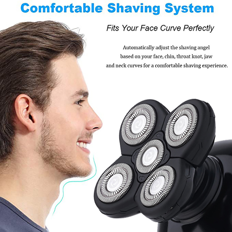 Barbeador elétrico com cabeça de cinco lâminas para carecas_voghion.com