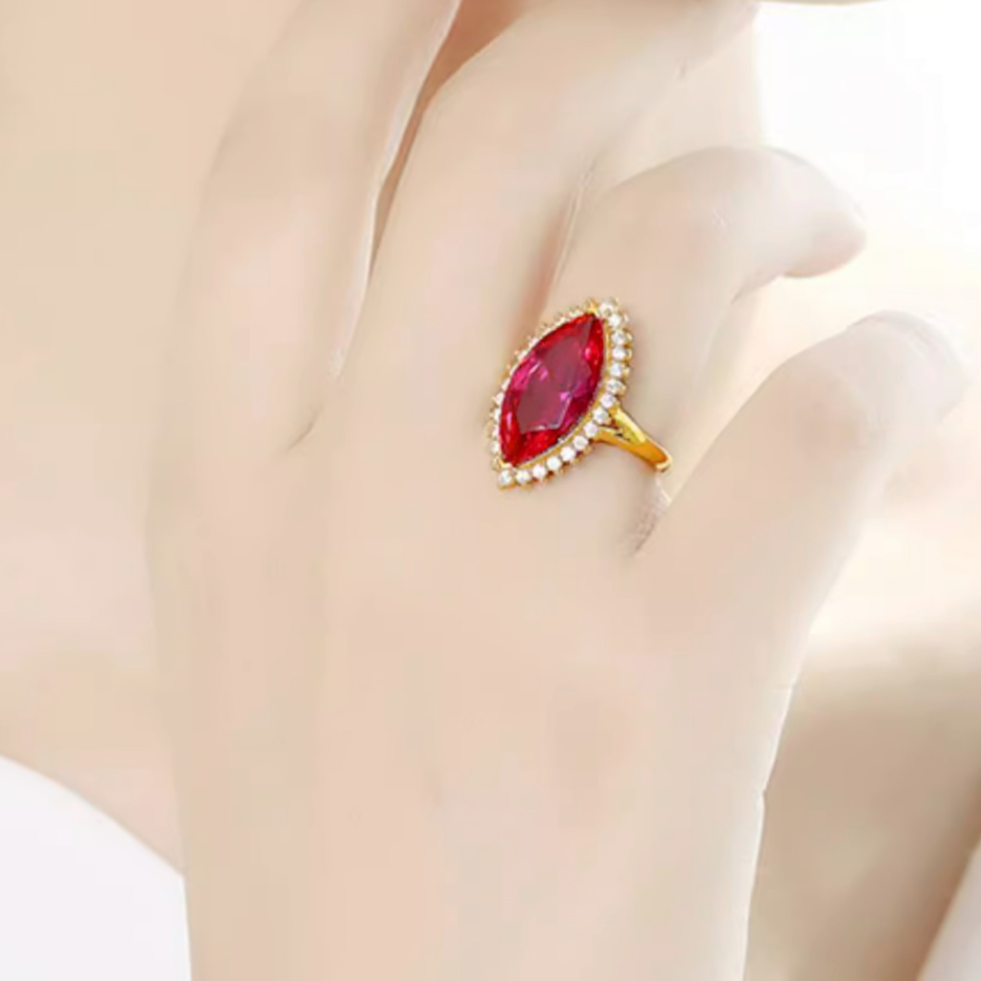 Marquise Cut Ruby Ring, Adjustable Designer Ring For Women_voghion.com