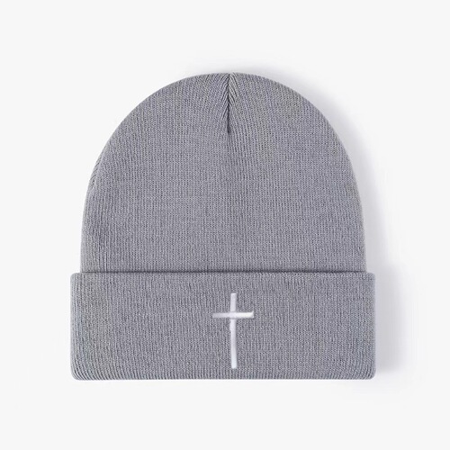 Versatile New Embroidered Casual Outdoor Winter Warm Wool Hat with Cross, Simple and Elegant, Unisex for Autumn and Winter