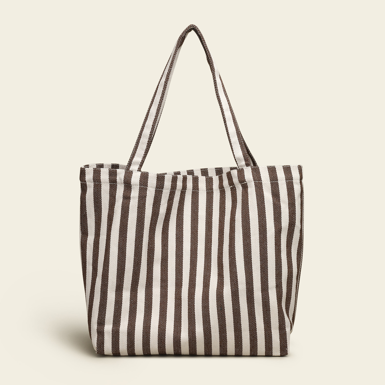 Contrast Stripe Canvas Open Shoulder Tote Bag 6
