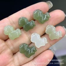 和田玉青海路生肖马小配件吊坠DIY十二生肖饰品挂件旋转木马项链