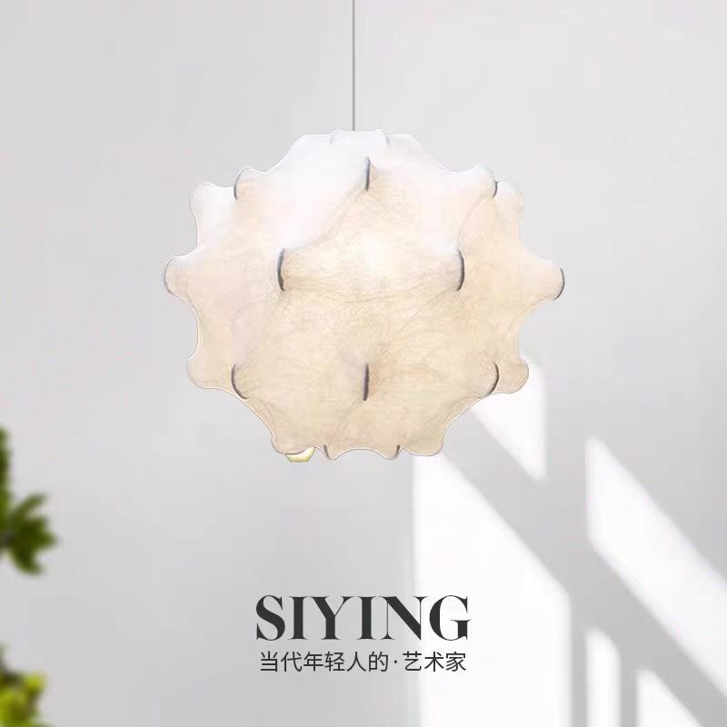 Araña de estilo japonés de diseñador nórdico Huixin, lámpara de dormitorio de restaurante Wabil Fengke, casa de familia, salón de té, candelabro de seda zen