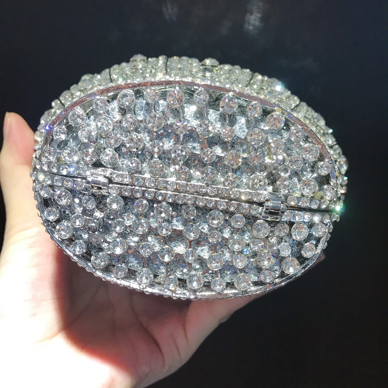 Bolsa de cena de diamantes de forma de corona, bolsa de caja metálica, bolso de mano de banquete de diamantes, bolso de mano de cadena de mujer