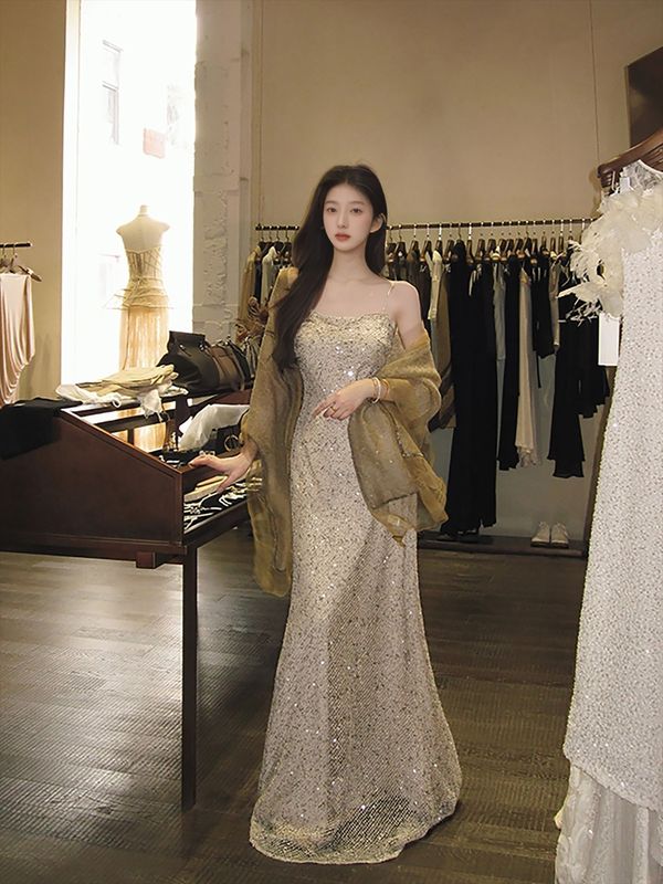 新中式重工亮片刺绣设计礼服裙女早秋新款外套连衣裙套装 N8048|undefined