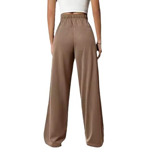 2025 Amazon Cross-border Spring Summer Women's Wide Leg Sports Pants High-waisted Loose Casual Drawstring Fitness Pants with Pockets