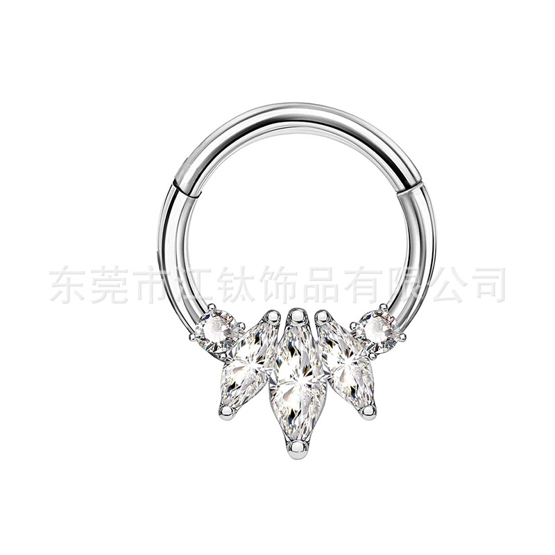 G23 Titanium Nose Ring 1.2x8mm 5A Zircon Inlaid Closed Ring Body Piercing Jewelry Custom detail image 10