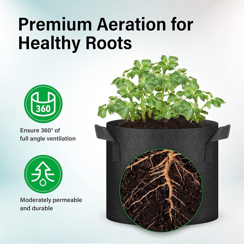 跨镜植物袋grow bag种植袋黑色无纺布美植袋植树袋 生长 育苗花盆|undefined
