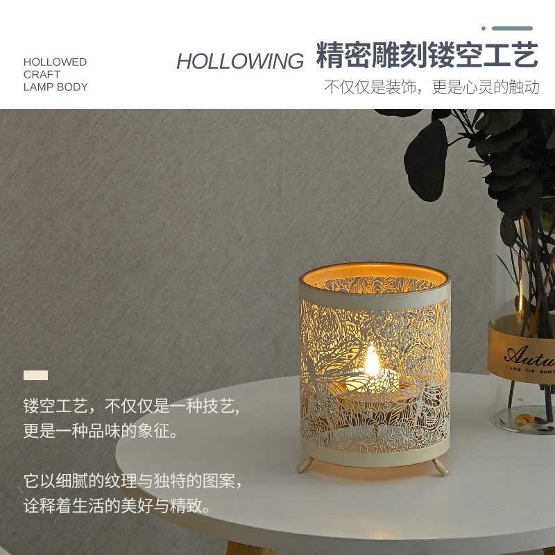鉄芸精彫刻装飾ランプカバー寝室雰囲気光影透かし燭台ファッション現代電気スタンドランプカバーメーカー卸売り|undefined