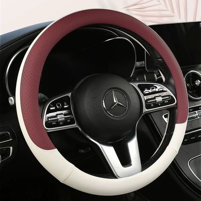 Suitable for Volkswagen Lavida Steering wheel cover - f08-wine-red-circle-xh-38cm
