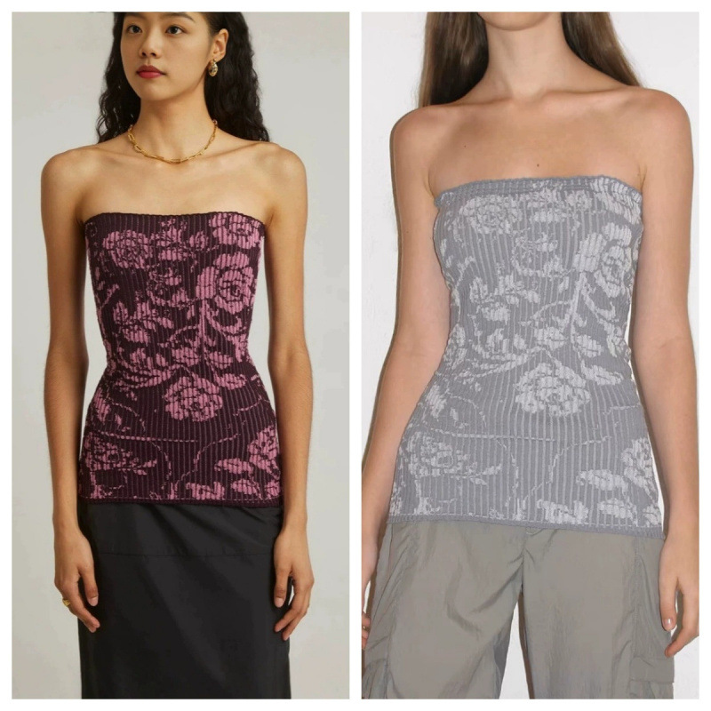 paloma wool new rose print wrap wool vest stretch strapless top