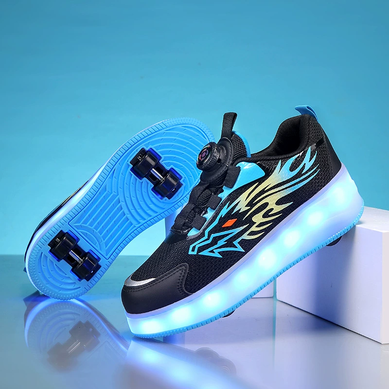 Детские Heelys с 4 колёсами и подсветкой, светящиеся роликовые кроссовки для мальчиков и девочек, размеры 28–40