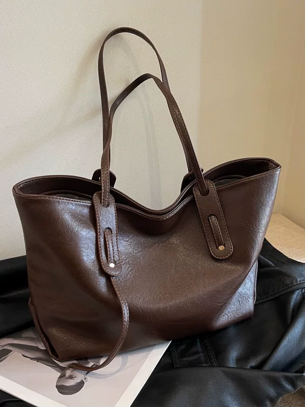 Огромная однофасонная сумка через плечо, стильная демисезонная сумка tote, высококачественный дизайн, 2023