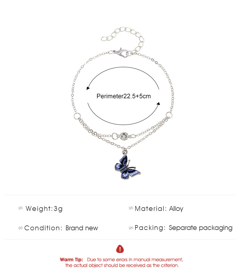 Fashion Dripping Butterfly Double-Circle Female Bohemian Pendant Beach Alloy Anklet