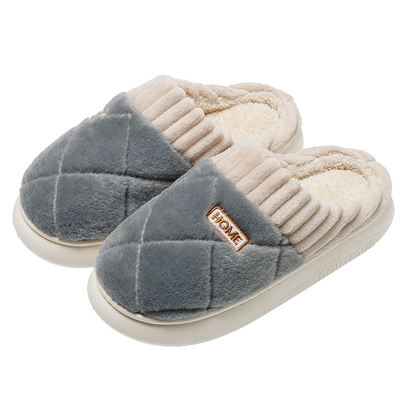 Zapatillas de algodón caliente de invierno de base gruesa para parejas antideslizantes para hombres dormitorios se pueden usar zapatos caseros de peluche