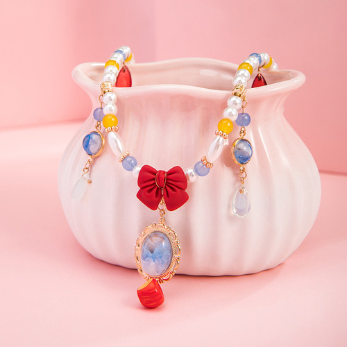 Ancient-style necklace for women, Hanfu-style adornment with snow-white dreams, matching headdress and skirt accessories, retro soft beads, priced at 19.9GF211
